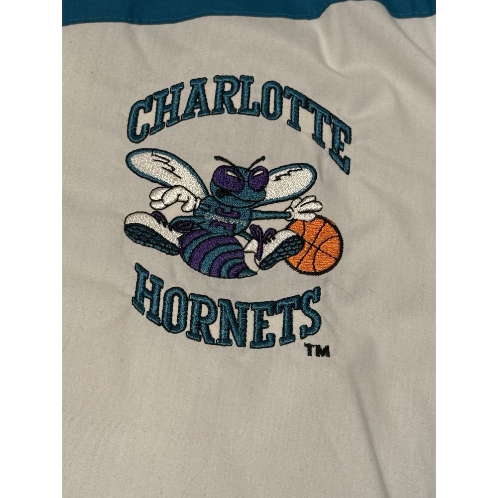 Vintage 90s Charlotte Hornets Pro Player NBA Jacket Puffer Coat Rare Men's Large - Picture 4 of 14